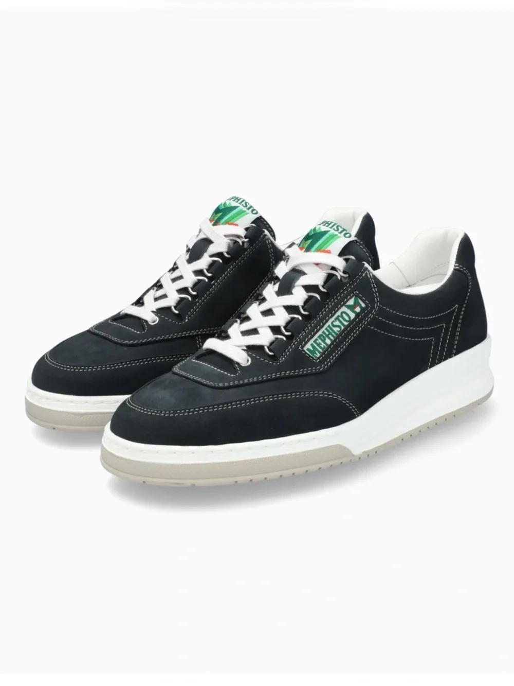 Mephisto Black Low-Top Sneakers with White Soles